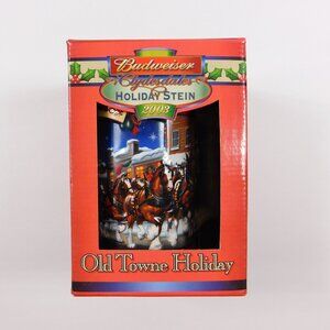 Vintage Budweiser Clydesdales 2003 Old Towne Holiday Beer Stein Mug w/ Box